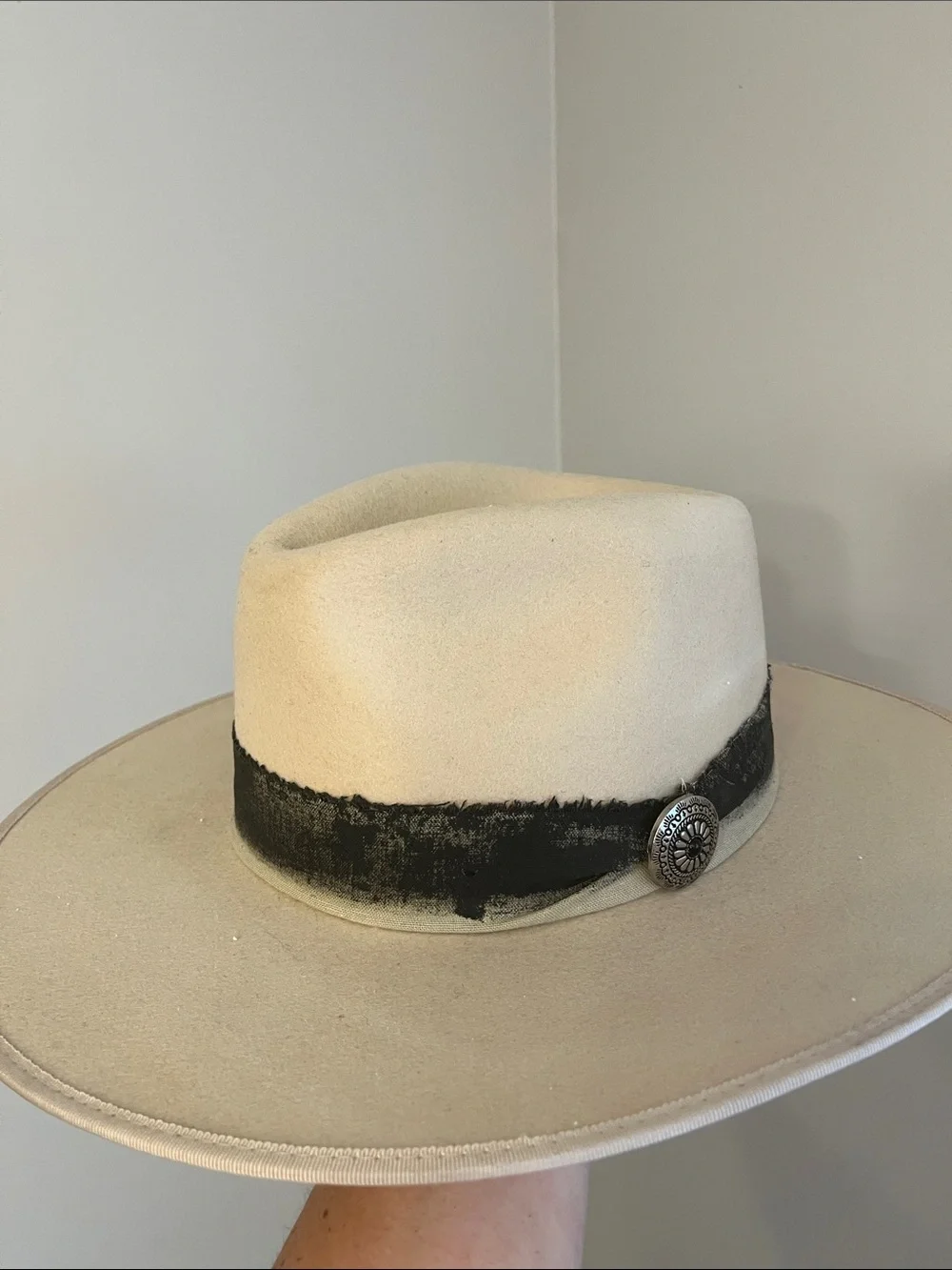 Wyeth Cream Felt Rancher Hat with Black Band